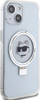 Futrollë telefoni Karl Lagerfeld KLHMP15SHMRSCHH, për iPhone 15 6.1", MagSafe, me unazë, e bardhë