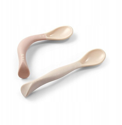 Set luga për bebe BabyOno, 2 copa fleksibile, 6+ muaj, bezhë dhe rozë