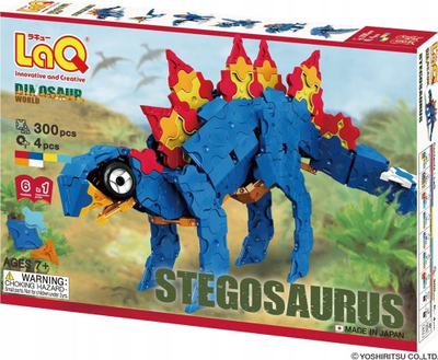 Blloqe edukative LaQ World of Dinosaurs Stegosaurus, sete ndërtimi, shumëngjyrëshe