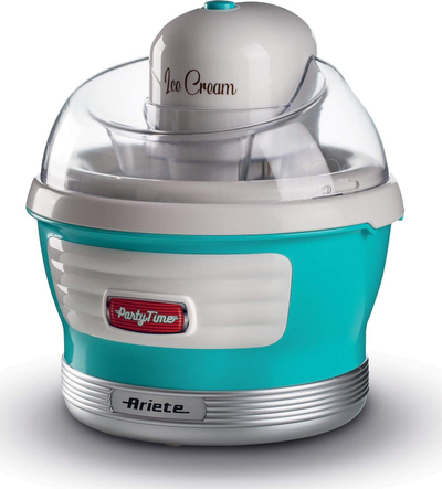 Aparat për akullore Ariete 643/01, 1.5L, kompakt, blu e çelët