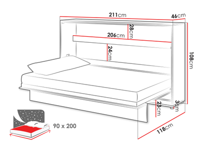 Krevat BED CONCEPT BC-06 90x200 horizontal,