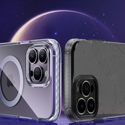 Маса за телефон Kingxbar PQY Ice Crystal MagSafe за iPhone 14, флексибилен TPU, транспарентна, во виолетова нијанса