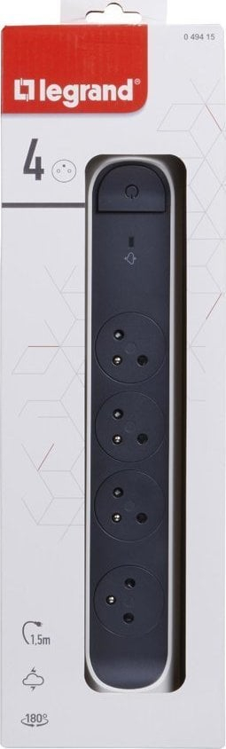 Pararizë Legrand 049415, 4x2P+Z, 1.5m, me mbrojtje, e bardhë