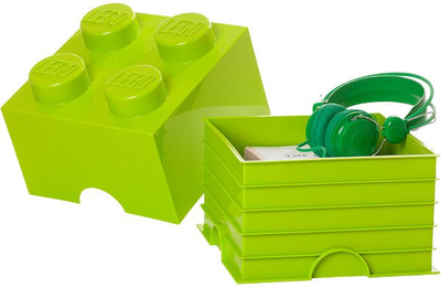 Kuti ruajtje LEGO Storage Brick 4, plastikë, 25 x 25 x 18 cm, jeshile e çelët