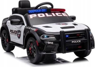 Makinë lodër me motor LEAN Toys Dodge Charger Police 022237, me bateri, bardh e zi
