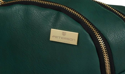 Çantë beli Peterson, lëkurë ekologjike, 3 ndarje, jeshile