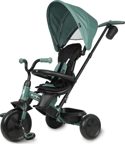 Tricikël Qplay Elite Platinum, sedilje 360°, deri 25 kg, jeshil