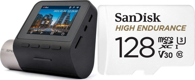Камера за автомобил 70mai Pro Plus, Full HD, со картичка SanDisk 128GB, црна