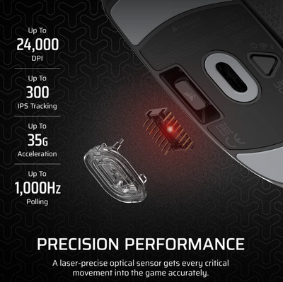 Mouse gaming CORSAIR M55 Wireless, optik, pa kabllo, i zi