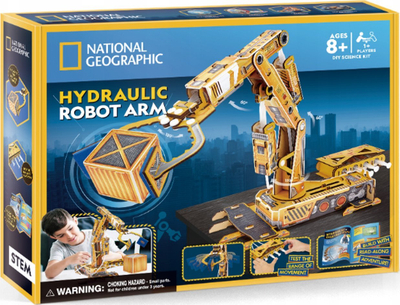 Едукативен сет CubicFun Make Your Own Hydraulic Robotic Arm, National Geographic, хидраулична роботска рака