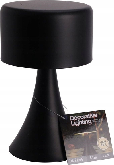 Llambë tavoline pa tela, 8 LED, për shpi dhe zyrë, e zezë