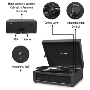 Crosley Gramofon+Bluetooth Voyager Black Cr8017B-Bk4