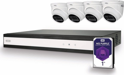 Komplet kamerash sigurie ABUS CCTV, 4 kanale, 5MP IR, 1TB, i bardhë