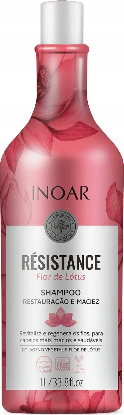 Shampo për flokë INOAR Résistance Flor De Lótus, për flokë të dobët, 1000ml