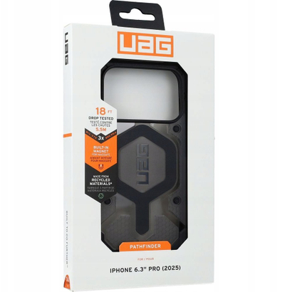Mbulesë telefoni UAG Pathfinder Clear për iPhone 17 Pro, MagSafe, mbrojtje ushtarake, gri e zezë