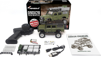 Makinë me telekomandë për në terren Amewi Scale Crawler D90X28, 1:28, g jeshile