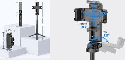 Tripod i zgjatueshëm Ulanzi JJ02 për smartphone, me telekomandë Bluetooth, i zi