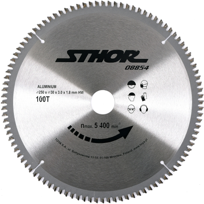 Teh rrethor Sthor 08854, 250x30mm, 100 dhëmbë karbide, për alumin