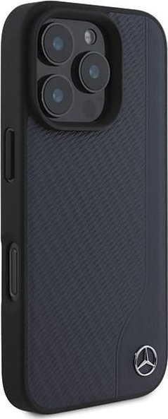 Kapak telefoni Mercedes Benz Wood Imitation për iPhone 16 Pro Max, MagSafe, navy blue