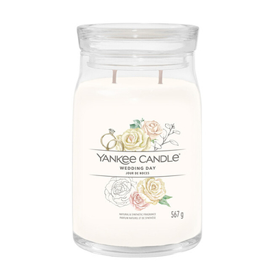 Qiri aromatik Yankee Candle Wedding Day Signature, 567g, enë qelqi, i bardhë