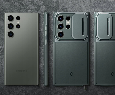 Kapak telefoni Spigen Optik Armor për Samsung Galaxy S25 Ultra, mbrojtje hibride, kapak kamere, jeshile Abyss