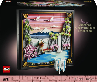 Set LEGO Art Japanese Cherry Blossom Landscape 31218, 1892 pjesë, dekor muri
