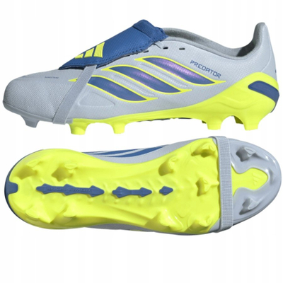 Këpucë futbolli Adidas Predator League, tokë e fortë, unisex, gri me blu dhe të verdha, nr 5.5