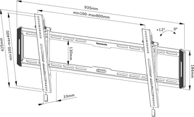 Mbajtëse muri për TV Neomounts WL35-550BL18, 43"-86", metal, e zezë