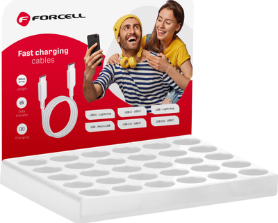 Stendë kabllosh Forcell D336, 30 vende, kabllo karikimi t’ shpejtë, e bardhë