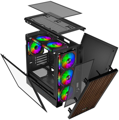 Kuti kompjuteri EVOLVEO Panthera, mATX, 6x ventilator ARGB 120mm, panel druri dhe xham