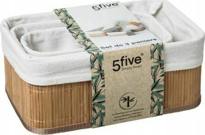 Set shporta Five Simply Smart, 3 copë, bambu dhe poliester, bezhë