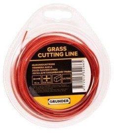 Fijë trimmeri Grunder Square Ultra, 1.6 mm, 15 m, e kuqe