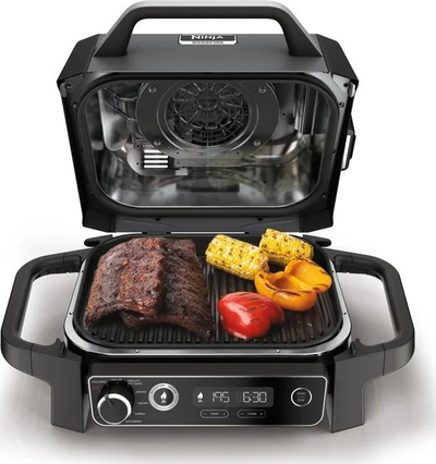 Grill elektrik i jashtëm Ninja Woodfire OG701DE, grill dhe smoker, shumëfunksional, gri
