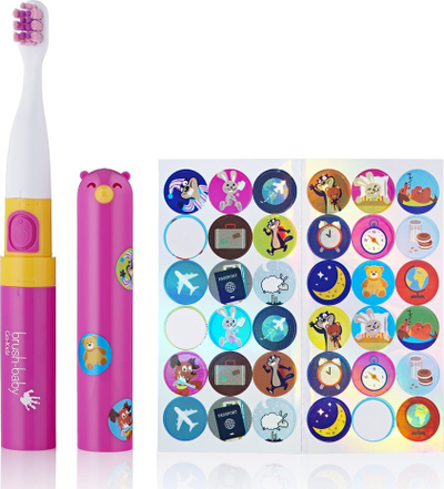 Furçë dhëmbësh elektrike Brush-baby Go-KIDZ, sonike, për udhëtim, rozë