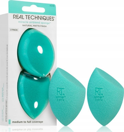 Sfungjer grimi Real Techniques Miracle Airblend Duo, set 2 copë, për fondatinë, ngjyrë mente