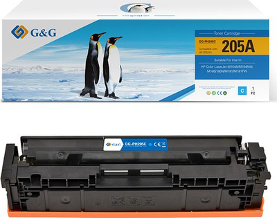 Toner G&amp;G NT-PH205C, Cyan, zëvendësim 205A, për HP Color LaserJet Pro