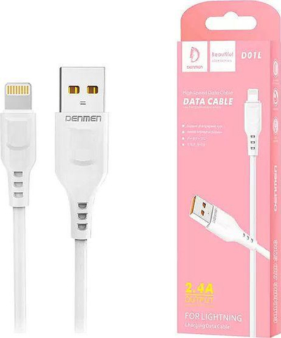 Kabllo USB-A Denmen Lightning (29347), 1 m, e bardhë