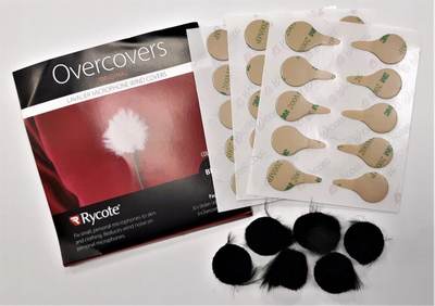 Kapakë mikrofoni Rycote Overcovers, set 6 disqe furri, 30 stickies, të zinj