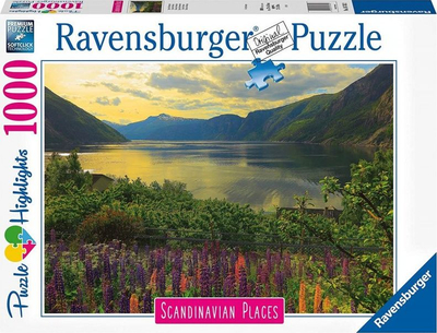 Puzzle Ravensburger Norwegian Fjord, 1000 copa, peizazh skandinav, shumëngjyrësh
