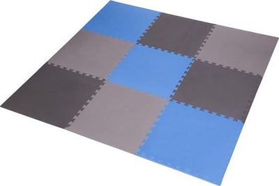 Подлога за вежбање One Fitness puzzle, 9 парчиња, сина/сива