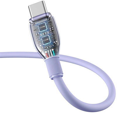 Kabllo USB në USB-C Baseus Pudding, 100W, 2m, bojëqielli e errët
