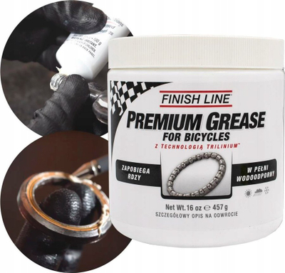 Yndyrë për biçikletë Finish Line Premium Grease me Teflon, 457 g, që s’e ha uji, e bardhë