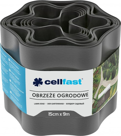 Kufizues kopshti Cellfast Garden Edging, 15cm x 9m, gri grafit
