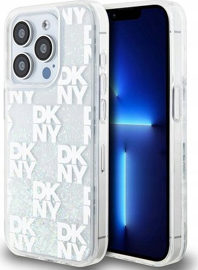 Маска за телефон DKNY Liquid Glitter Checkered, за iPhone 15 Pro, проѕирна