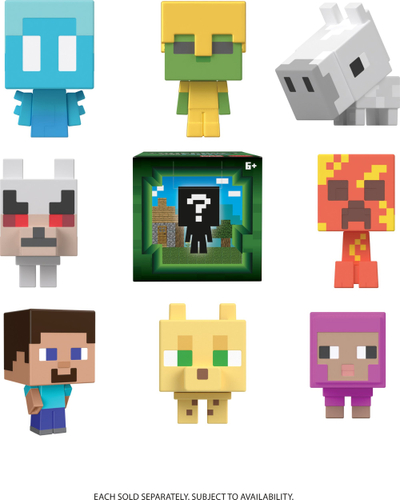 Figurinë lodër Mattel Minecraft Mob Head Minis Steve, koleksion e lëvizshme, shumëngjyrëshe