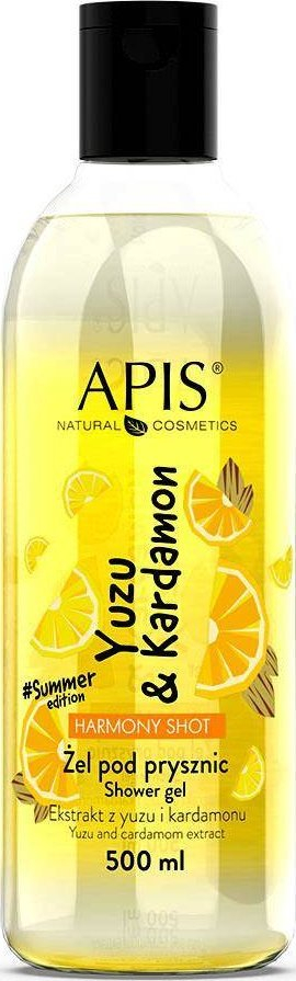 Xhel dushi Apis Natural Cosmetics Harmony Shot Yuzu &amp; Cardamom, për me të qetësu trupin, 500 ml