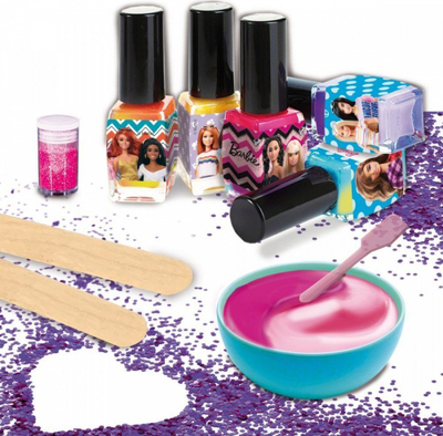 Set kreativ thonjsh Lisciani Barbie Create a color changing nail polish, për vajza 7+, me efekt ndërrim ngjyre