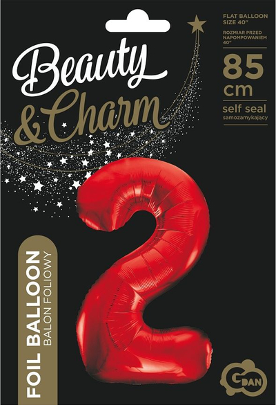 Balon folie Godan numri 2, 85 cm, e kuqe