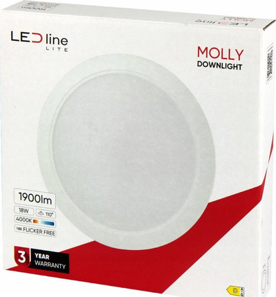 Plafon LED Molly, 18W, 1900lm, 4000K, me sensor lëvizjeje, i bardhë