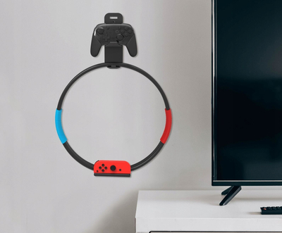 Mbajtëse murale JYS P5243 Ns243, 2 në 1 për gamepad dhe Ring Con, plastike ABS, e zezë